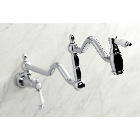 Kingston Brass KS2101BPL Bel Air Wall Mount Pot Filler, Polished Chrome KS2101BPL